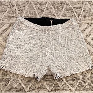 Free People High Waist Tweed Shorts - Cream